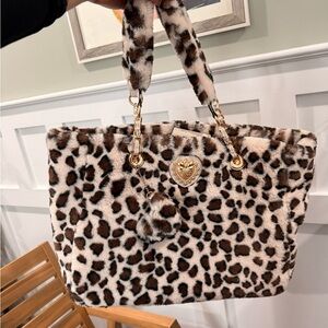 Juicy Couture Leopard Print Faux Fur Tote Bag